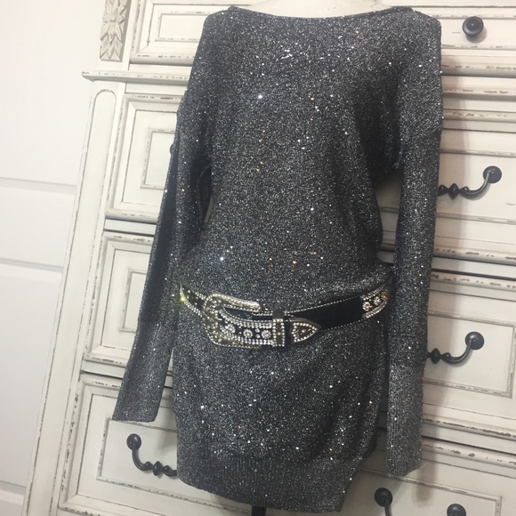 Silver Shimmer Sweater Dress - Picture 9 of 10